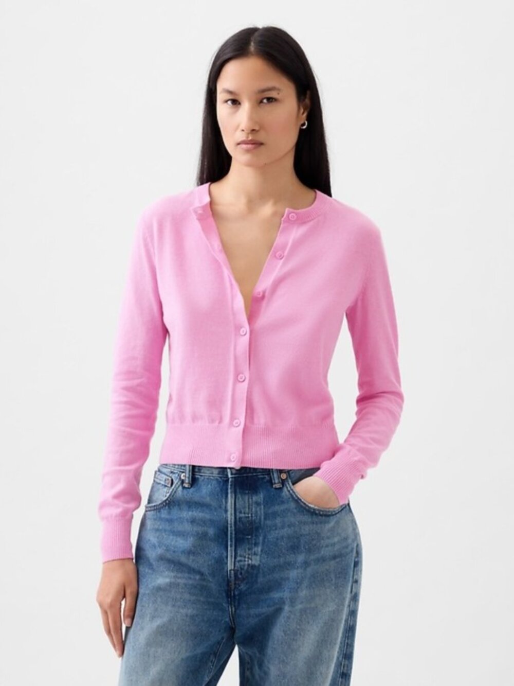 Gap Lightweight CashSoft Cardigan in Sugar Pink - Picture 2 of 9
